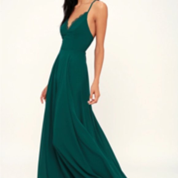Remember Tonight Forest Green Lace-Up Maxi Dress - Picture 3 of 4